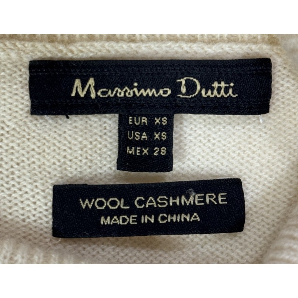 Massimo Dutti Turtleneck Sweater XS Wool Cashmere Tie Front Beige Minimalist - Picture 8 of 12